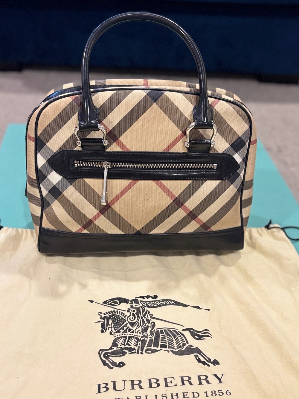 Authentic Burberry Soft Nova Bugatti Satchel Bag Nova Check